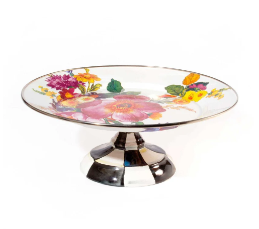 Flower Market White Pedestal Platter - Small